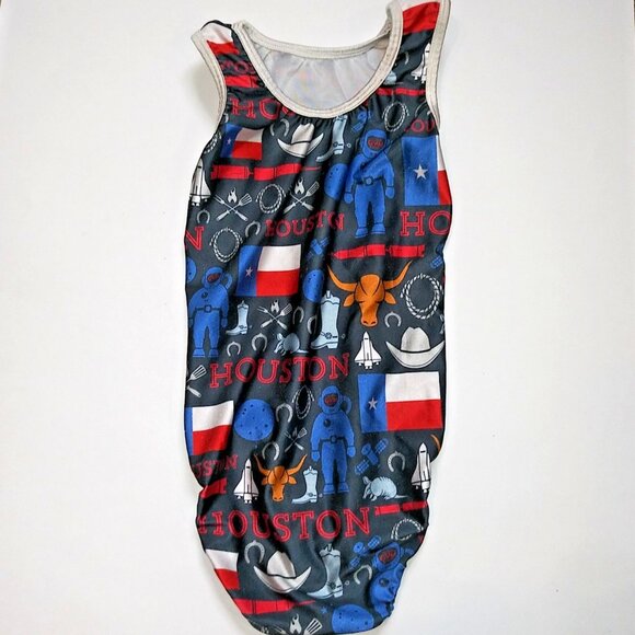 Plum Practicewear Gymnastics Leotard Houston Texas Theme Child Large CL - Picture 2 of 5